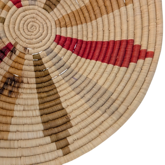 GHANA Natural Round Plate Basket Tray Native African Tribal Organizer Colorful - Picture 7 of 12